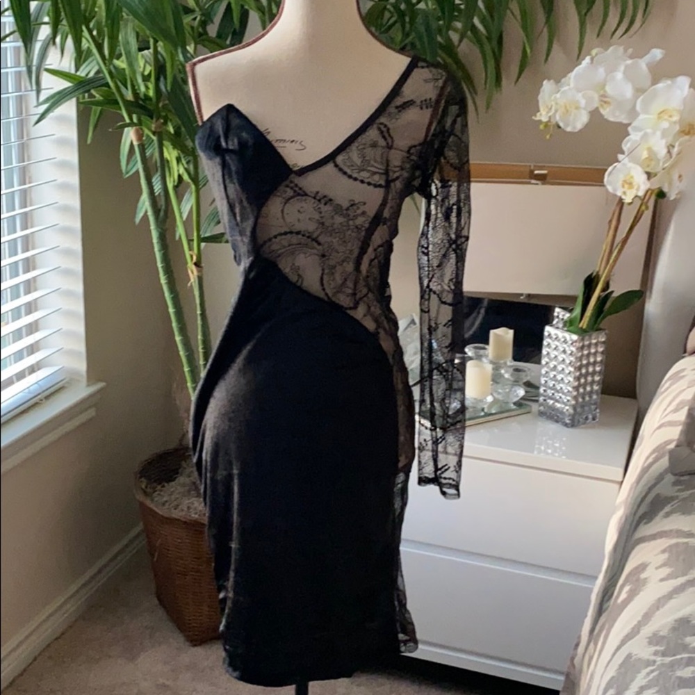 One shoulder lace dress #0025